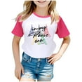 thumbnail image 1 of Toddler Girls Summer Tops Tees Stylish Letter Graphic Color Block Raglan Short Sleeved Casual Tee Blouse Spring Shirts For Boy 8-9T, 1 of 4
