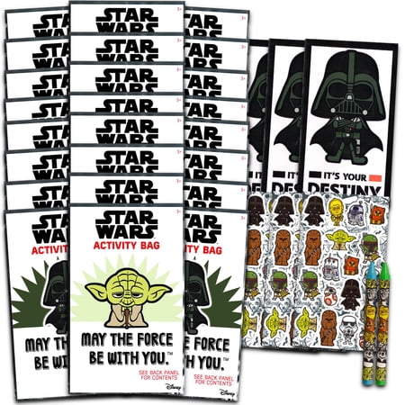 Star Wars Birthday Party Favors Set - Bundle with 24 Star Wars Play Packs | Mini Coloring Books Stickers and More for Goodie Bags (Star Wars Party Supplies)
