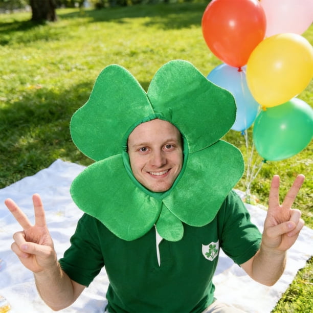Uuiauoio St. Patrick's Day Shamrock Costume Hats,Green Clover Funny Hat, Plush Shamrock Costume Headpiece Hat for Women Men Irish Day Party Parade Accessories Supplies