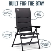 Timber Ridge RIVA™ Luxe Reclining Mesh Camping Chair, Folding Outdoor Chair with 7-Position Adjustable Back, Obsidian Peak