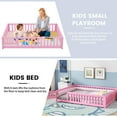 thumbnail image 3 of Miniyam Queen Size Toddler Floor Bed with with Safety Guardrails, Pink, 3 of 8