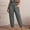 Gray, variant on Babysbule Long Pants for Women Ladies Fashion Elastic Waist Casual Pure Color Straight Leg Cotton Linen Cropped Pocket Trousers