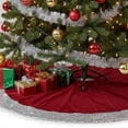 thumbnail image 3 of Northlight Velvet Sequined Christmas Tree Skirt - 48" - Red and Silver, 3 of 5