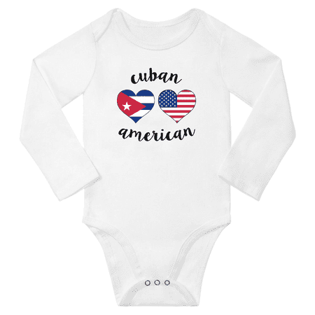 

Cuban and American Love Heart Baby Long Slevve Bodysuit (White 3-6 Months)