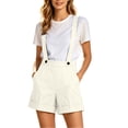thumbnail image 4 of FAVIPT Women's Dressy Shorts Casual Loose Business Work Shorts Removable Suspenders High Waisted Summer Rompers with Pockets Beige,XL, 4 of 8