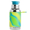 Pura Sport 18 oz / 550 ml Stainless Steel Water Bottle with Silicone Sport Flip Cap & Sleeve, Aqua Swirl (Plastic Free, NonToxic Certified, BPA Free)