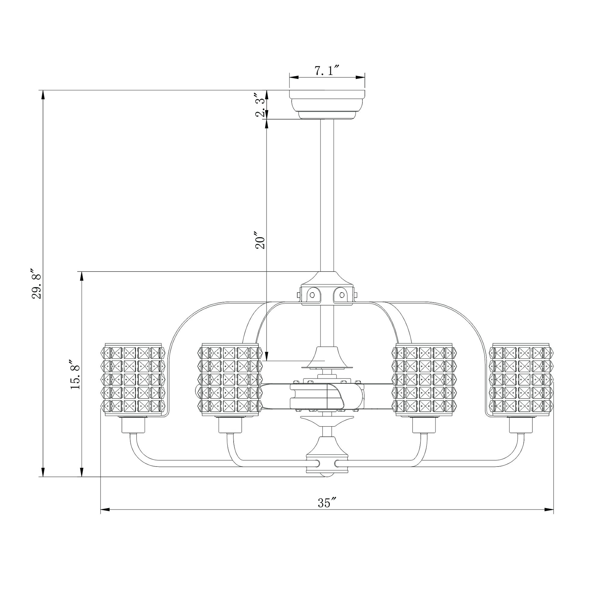 Warehouse of Tiffany Joane 35-inch 3-Blade 6-Light Silver Ceiling Fan