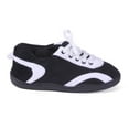 thumbnail image 3 of Happy Feet Sneaker All Around Slippers - Black and White - Medium, 3 of 4