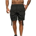 thumbnail image 2 of TKYCMSUAKI Big and Tall Shorts for Men Trendy Elastic Waisted Drawstring Baggy Short Solid Color Cargo Shorts with Zipper Pockets, 2 of 7