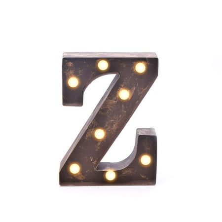

Home by Jackie Inc Decorative Rustic Gold Vintage Metal Hanging Light up LED Letter “Z”