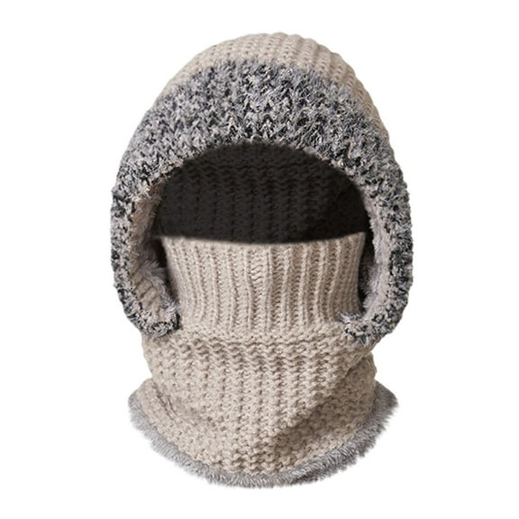 3 In 1 Beanie Hat With Scarf And Mask Warm Scrub Caps Women Womens Scarves Wool Face Masks Grey