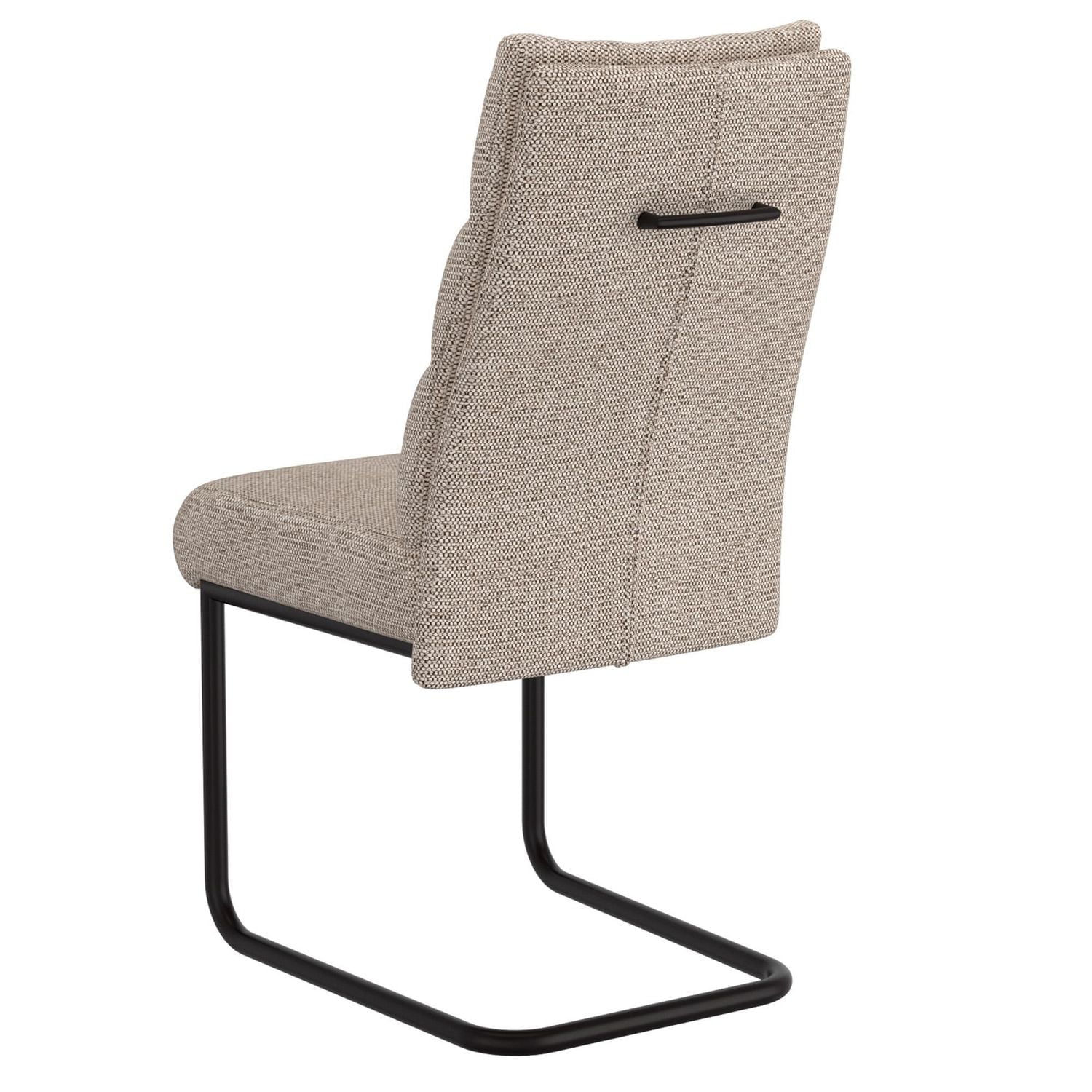 Modern Fabric & Metal Dining Chair, Set of 2 - Beige & Black