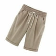 thumbnail image 3 of Pantalones cortos Cintura elástica Pantalones cortos sueltos Mujer Trajes de verano, Caqui, XL kenally AP002089-13, 3 of 6