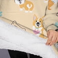 thumbnail image 3 of Oversized Wearable Blanket Hoodie,Cartoon Corgi Sherpa Blanket Hoodie with Super Pockets,Super Warm Fuzzy Pullover for Women & Men, 3 of 6