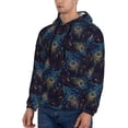 thumbnail image 3 of Pofeuu Peacock Feathers Print Mens Casual Hooded Collar Drawstring Hoodies Pullover Sweatshirts Casual Long Sleeve Shirts-Large, 3 of 7