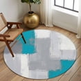 thumbnail image 2 of Round Rugs 5Ft, Blue Abstract Round Area Rug Washable Indoor Throw Carpet, Grey Geometric Oil Painting Vintage Gradient Soft Non Slip Circle Rug for Cabinet Bathroom Home Decor Aesthetic, 2 of 8