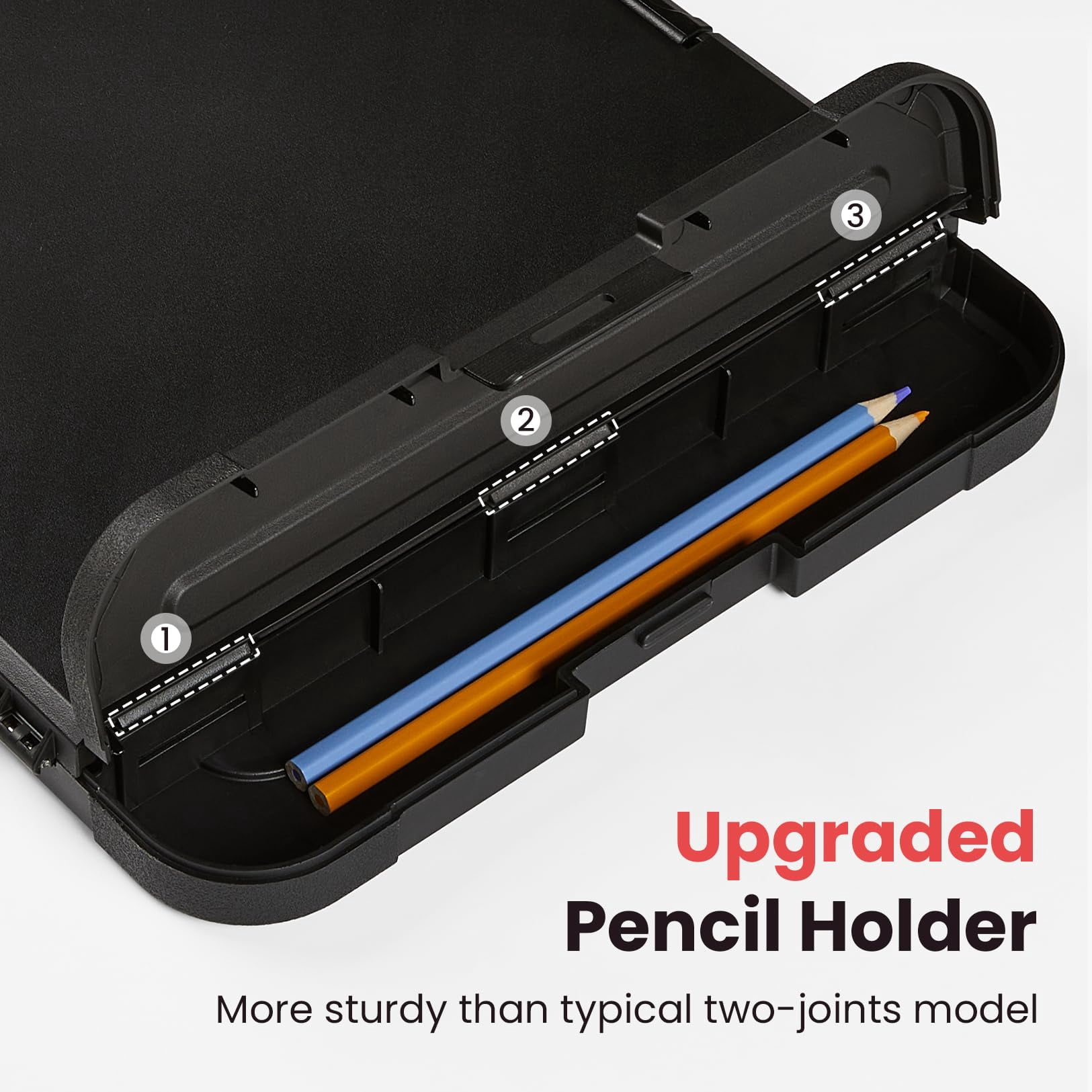 Reinforced Clipboard With Storage  Inner Plastic Folder Attached Heavy Duty Clip Boards 8.5x11 Pen Holder High Capacity For Teacher Office Home Letter / A4 Size