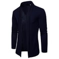 thumbnail image 2 of Cardigan Uni pour Homme Sans Poches, Col Rabattu, Châle Décontracté, Coupe Ample et Ajustée, 2 of 9