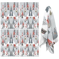 4 Pcs Funny Kitchen Towels,Gray Christmas Gnome Village Pattern Microfiber Dish Towels,Kitchen Tea Towels,Kitchen Towel Set (18" X 26")