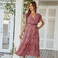 thumbnail image 3 of Robe d'Été Longue à Motif Floral : Robe Bohème Élégante à Col en V, Robe de Plage Décontractée pour Femme, 3 of 4