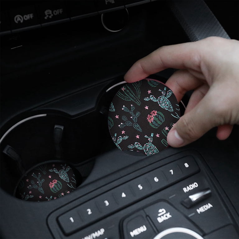Thirstystone Flower Power Mosaic Car Cup Holder Coasters (2-Pack) - Absorbent Stoneware, 2.25"