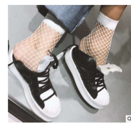 

Puloru Soft Black Fishnet Mesh Lace Ruffle Socks Stockings Short Ankle Socks