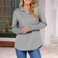 thumbnail image 6 of Brglopf Womens Quarter Zip Sweatshirt Long Sleeve Oversized Sweatshirts Lightweight Fall Athletic Pullover Tops with Thumb Hole Gray XXL, 6 of 9