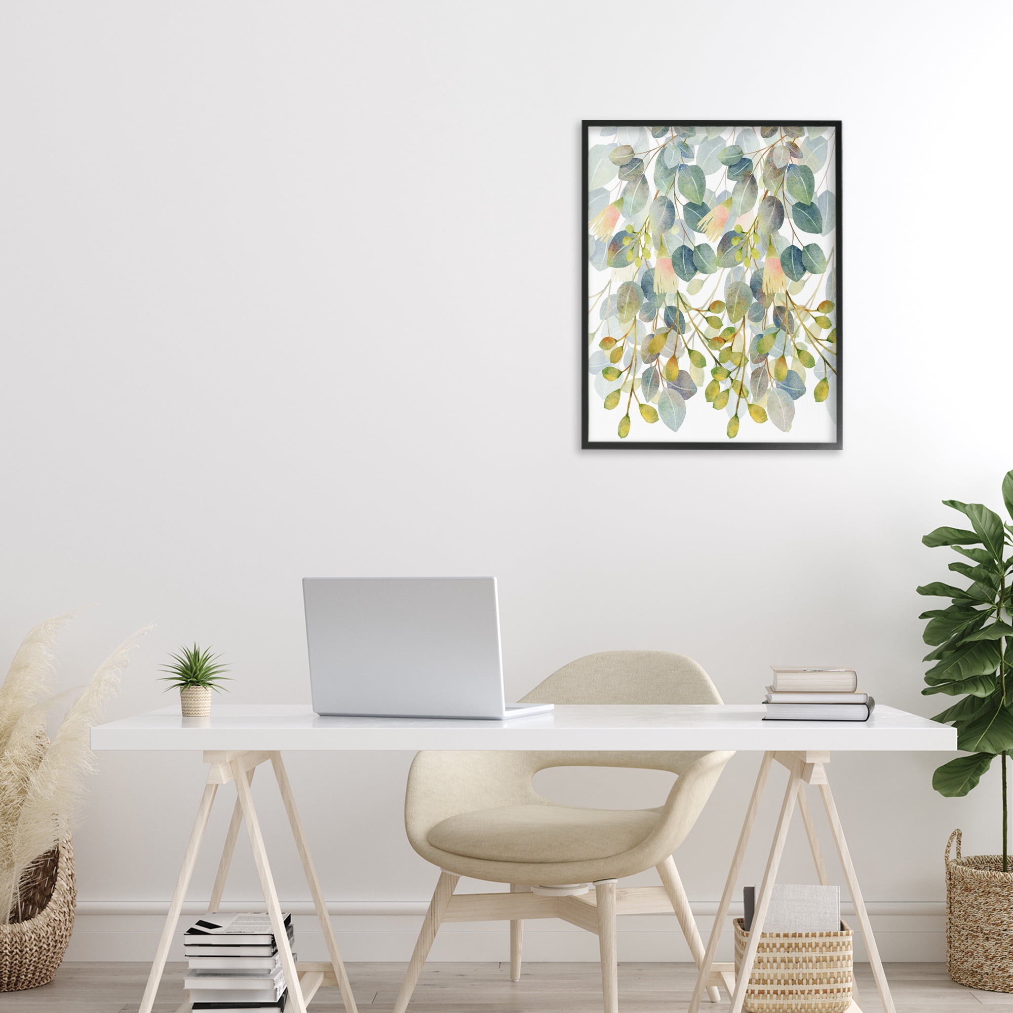 Stupell Industries Suspended Ivy Leaves Black Framed Giclee Art, design by Marcus Prime