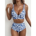 thumbnail image 2 of SHEWIN Womens Swimsuits Sets Bikinis Sets 2 Piece Tummy Control Bathing Suits High Waisted Swimwear Floral Swimming Suits Push Up Beach Vacation Outfits Blue Floral 2XL, 2 of 10