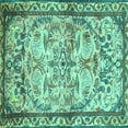 thumbnail image 1 of Ahgly Company Machine Washable Indoor Square Persian Turquoise Blue Traditional Area Rugs, 4' Square, 1 of 4