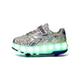 thumbnail image 3 of Daeful Youth Skate Shoes with Wheels Sneakers Luminous Trainers Breathable LED Light Kids Comfort Roller Shoes Silver 7.5, 3 of 9