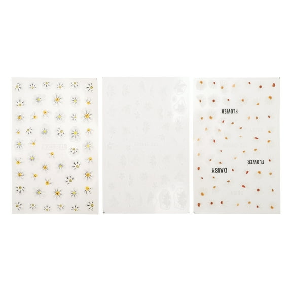 Unique Bargains 3 Pcs Self-Adhesive Floral Pattern Nail Art Stickers White Yellow