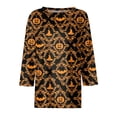 thumbnail image 4 of Womens Halloween Tshirts 3/4 Sleeve Ghost Pumpkin Print Crewneck Loose Casual Tops, 4 of 5