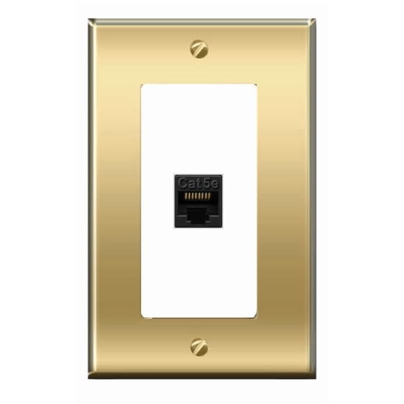 [1 Ports] CAT5E-BLACK Wall Plate [Brass/White]