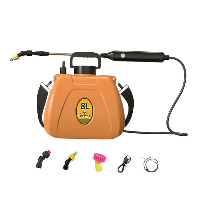 Pulverizador de bomba eléctrico, botella rociadora de riego, 8 l, multifuncional, recargable, práctico pulverizador de jardín para riego de huertos Amarillo