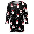 thumbnail image 4 of Christmas Shirts for Women Glitter Xmas Tree Print 3/4 Sleeve Tops Cotton Crewneck Pullover Blouse Gifts Tunic Tshirt, 4 of 5