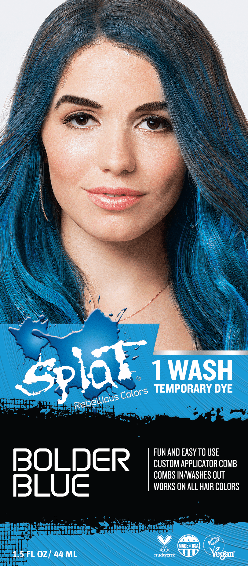 Splat 1 Wash Bolder Blue Hair Color, Temporary Bleach Free ...