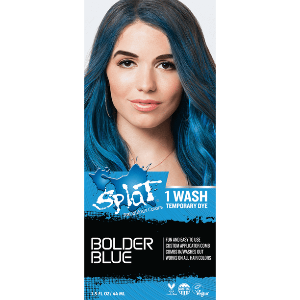 Splat 1 Wash Bolder Blue Hair Color, Temporary Bleach Free Blue Hair Dye -  