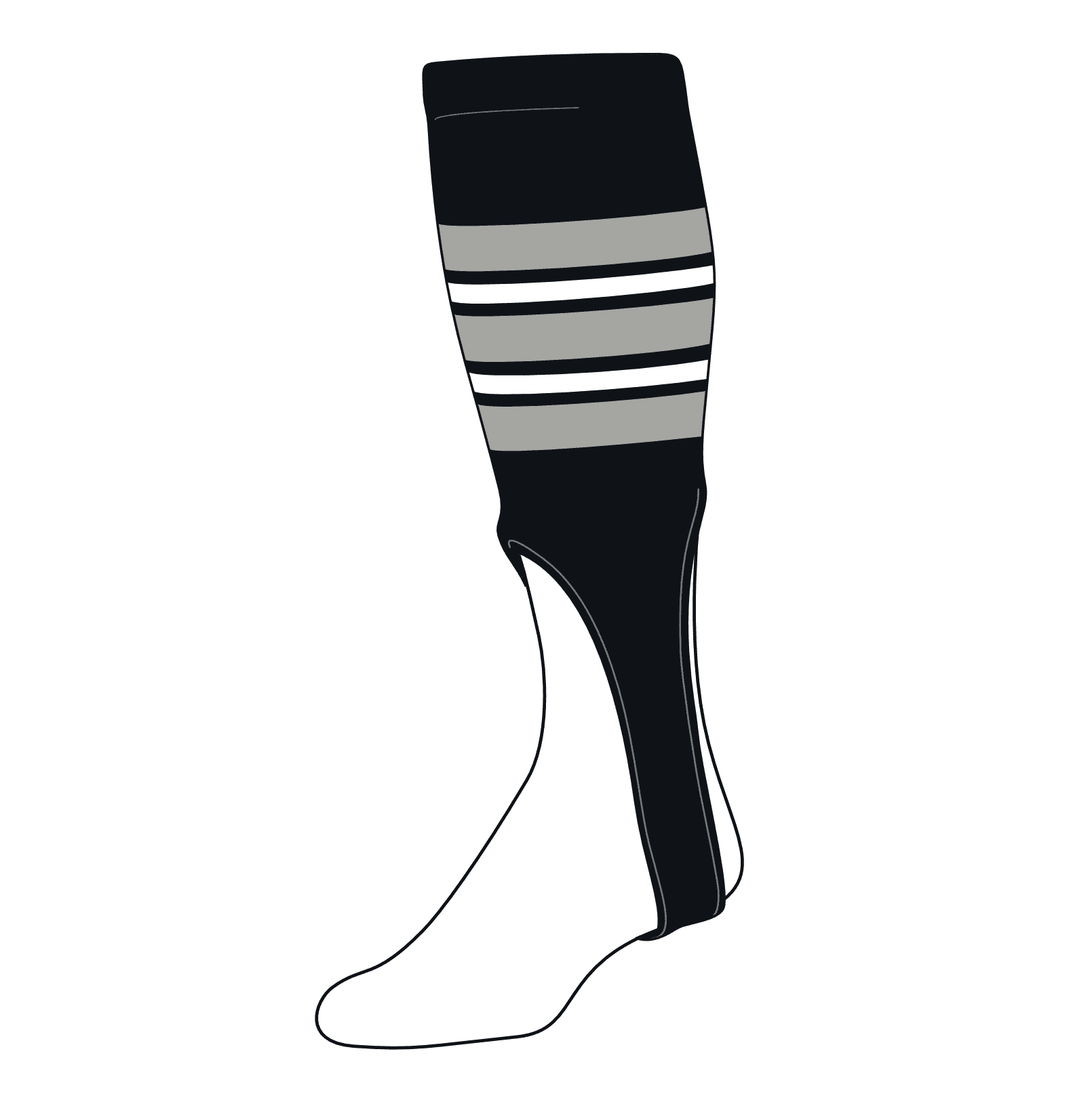 TCK Baseball Stirrups Large (300F, 9in) Black, Grey, White