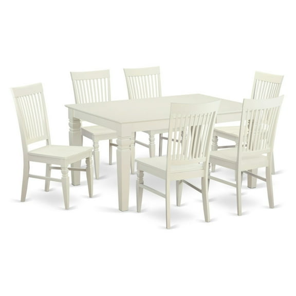 East West Furniture Weston 7 Piece Thin Slat Back Dining Table Set