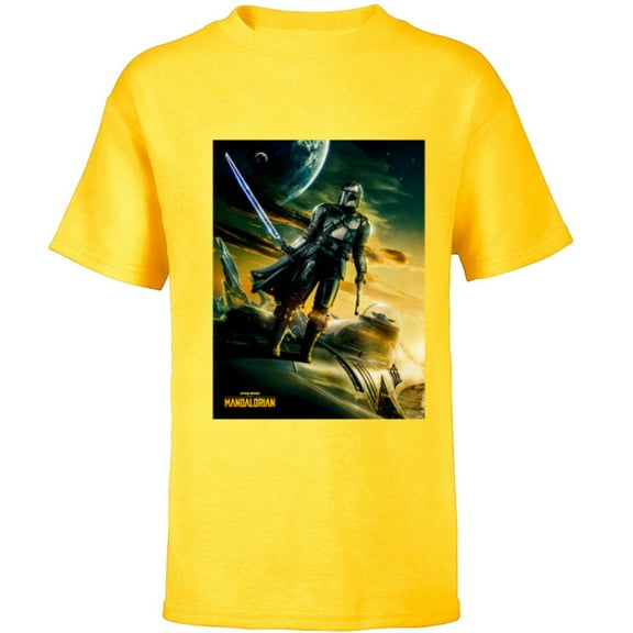 Star Wars The Mandalorian Season 3 Poster Design - Short Sleeve T-Shirt for Kids - Customized-Yellow