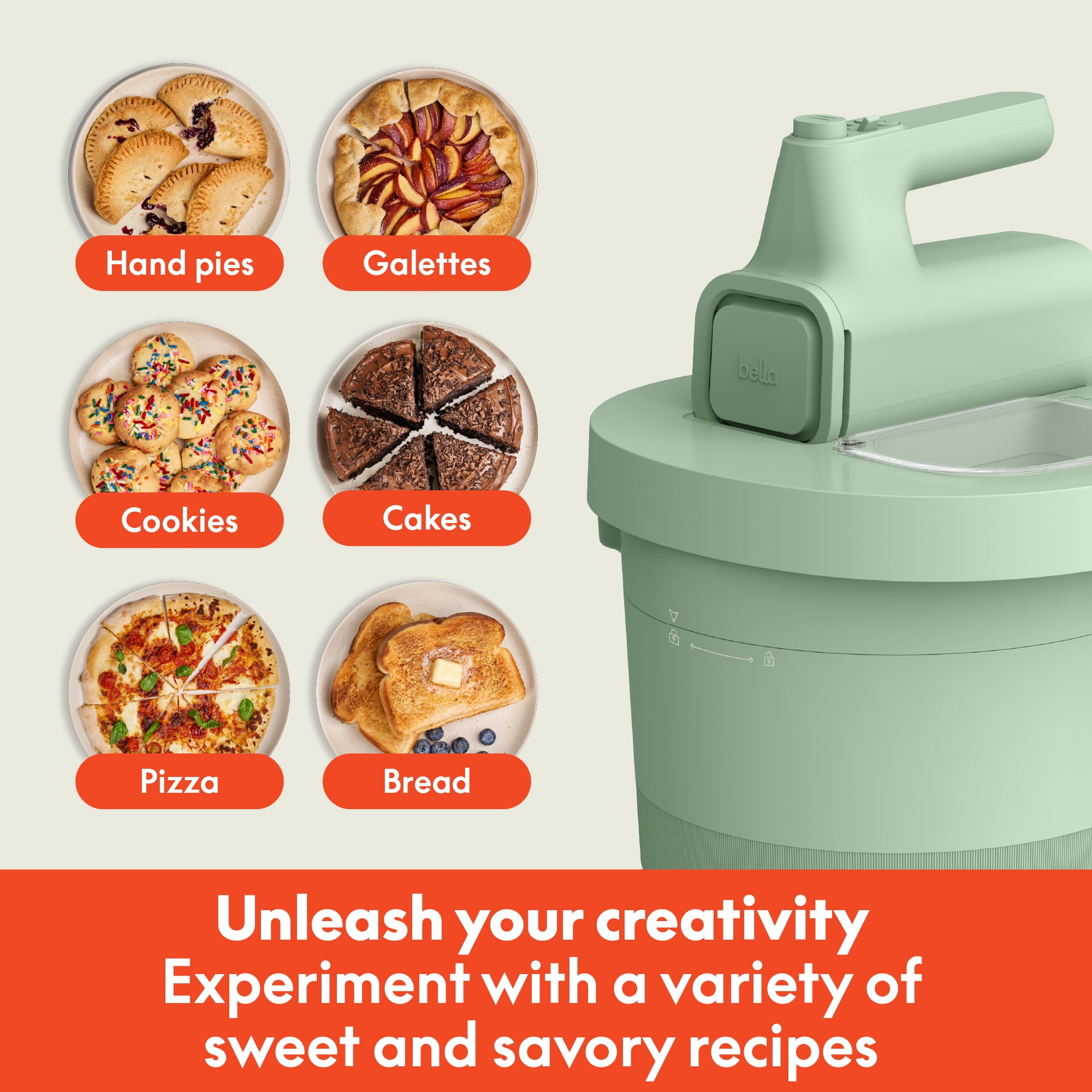 bella 3.5 Qt Hand & Stand Mixer, 2 in 1 Electric Mixer with Bowl, Dough Hook, Whisk & Egg Beater, Seaglass
