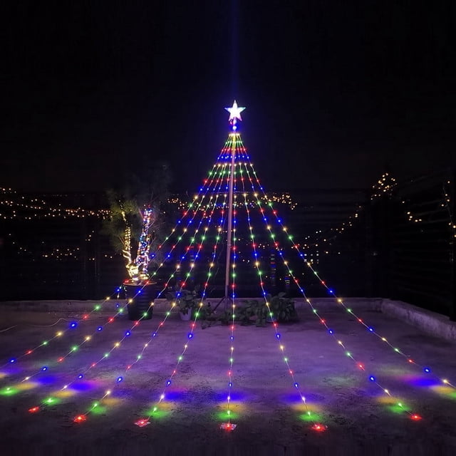 XYAIYT Icicle Christmas Lights Outdoor Christmas Lights Christmas Tree Lights 9 Strand 324 Led Plug In 8 Modes Timer Low Voltage Safe Yard Porch Window Create Holiday Cheer 4.7In Purple