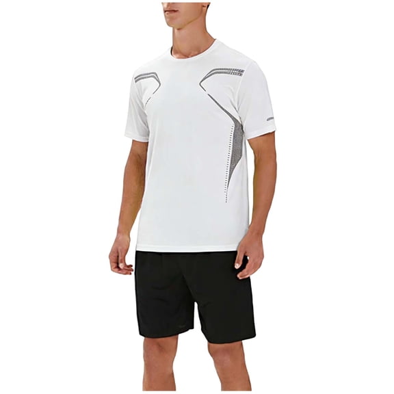 Mens Short Sets 2 Piece Summer T Shirt Shorts Tracksuit Casual Outfit Pockets Lightweight Lounge Beach Jogging Wear