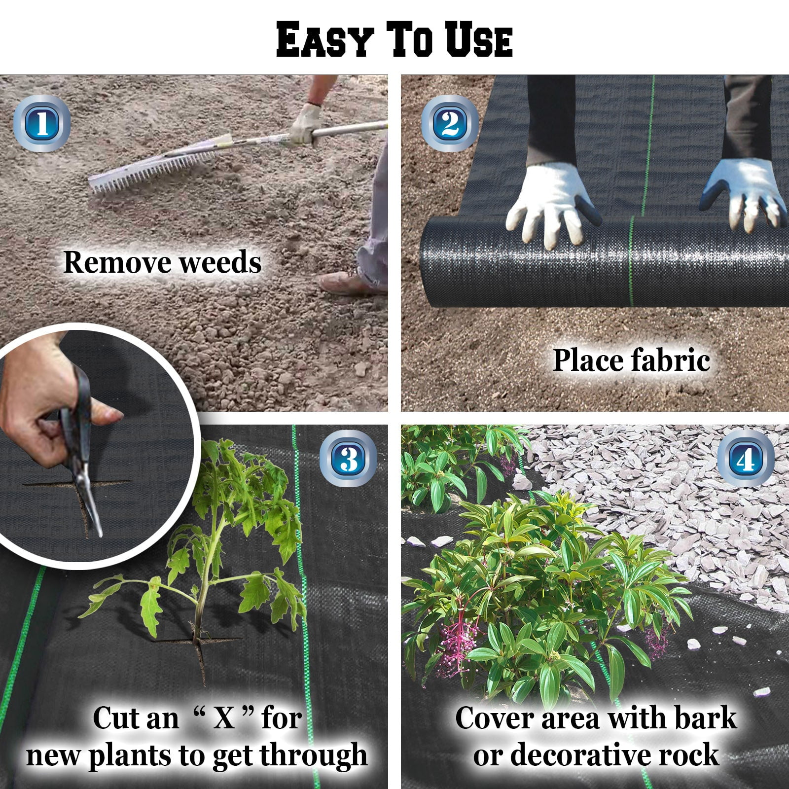 SUNNYOUTDOOR 4x250ft Weed Barrier Garden Landscape Fabric Durable Heavy-Duty Weed Block Gardening Mat