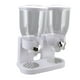 thumbnail image 1 of Dispensador de cereales ABS con doble recipiente hermético y giratorio, dispensador de alimentos secos para cocina, color blanco, 1 of 14