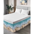 thumbnail image 4 of Summer Starfish Bed Skirt California King Size 16" Drop Coastal Beach Ocean Nautical Ruffled Wrap Around Bed Skirts Adjustable Elastic Bedskirt Dust Ruffle for California King Size Bed, 4 of 7