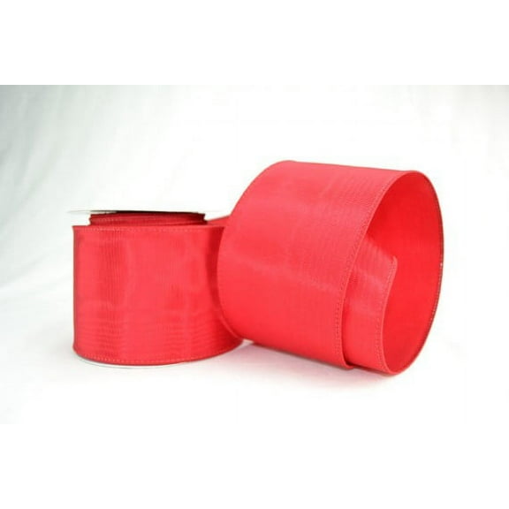 Ribbon Bazaar Wired Bengaline Moire Ribbon 2-1/2 inch Red (Same Edge) 10 yards