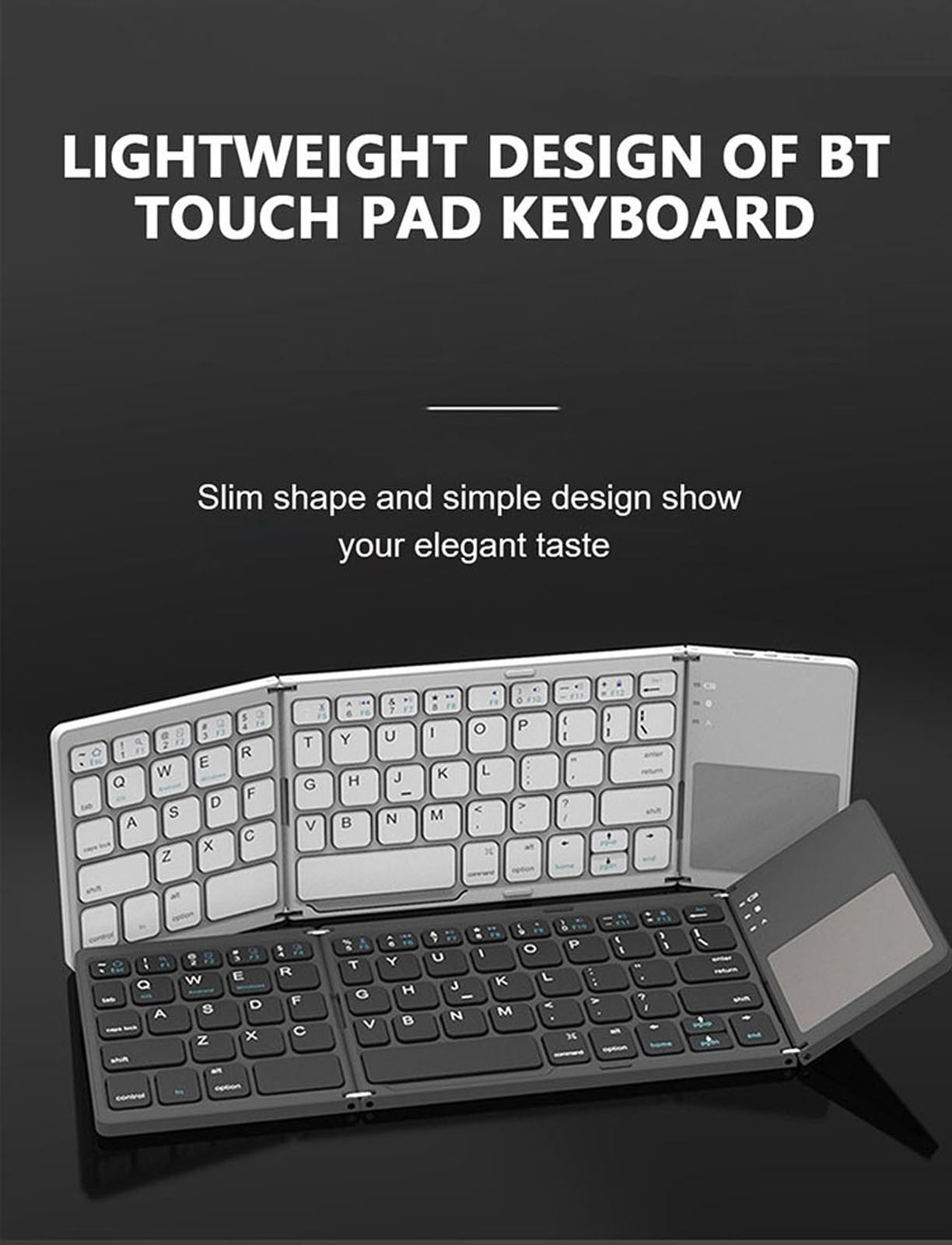 Kchsji Mini Folding Bluetooth Keyboard with Touchpad, Wireless Universal Portable Keyboard, Lightweight, Compatible with Android, iOS, Tablets, Perfect for Travel, Office, and Home Use