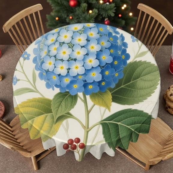 1pc Botanical Floral Vintage Herb Plants Print tablecloth round, Polyester Tablecloths Machine-Made, Botanical Floral Vintage Herb Plants
